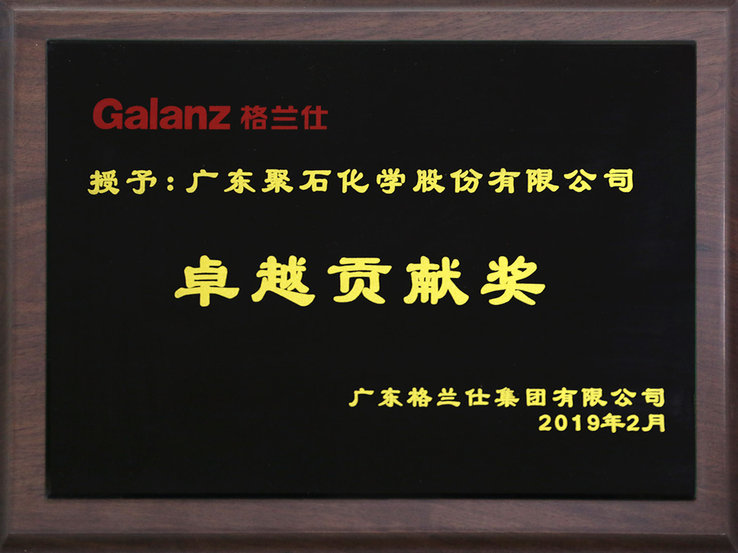 格蘭仕授予-2019年卓越貢獻獎